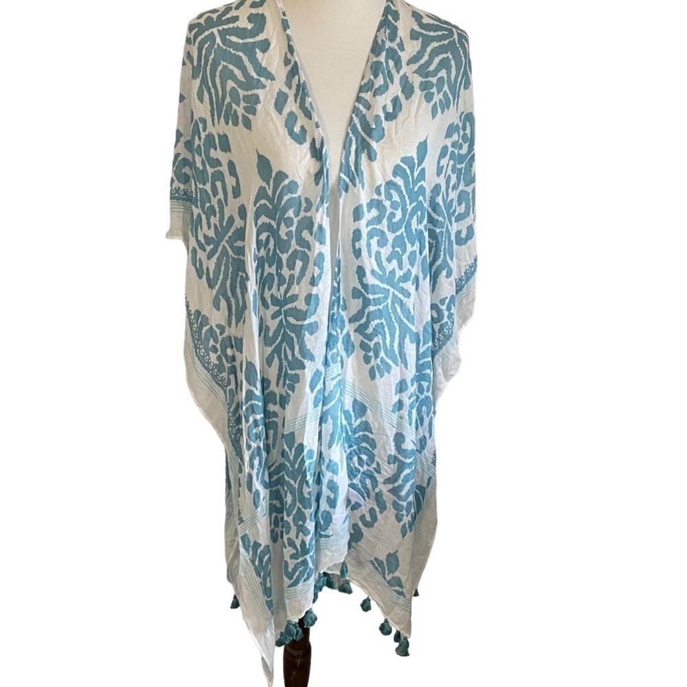 Nordstrom one size 100% viscose swim coverup kimono tassel fringe soft boho‎